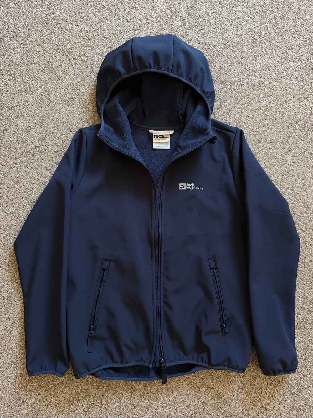 Jack Wolfskin Navy Hooded Softshell Jacket for Kids